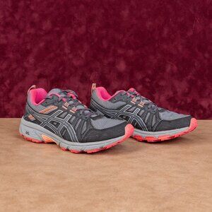 Asics Women Gel-Venture 7 1012A477 Black Grey Running Blue shoes sz 8.5